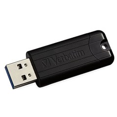Verbatim PinStripe USB Drive 128GB - Fast USB 3.2 Gen 1 Storage, Sleek Black Design